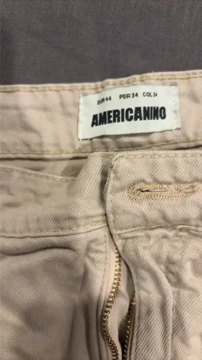 Pantalones cargo beige Americano talla 34 - miniatura 2