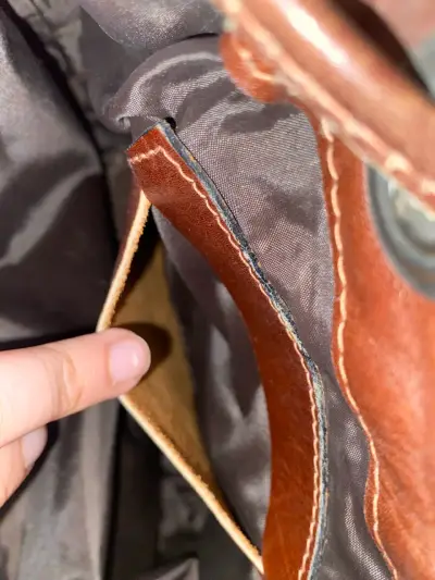 Mochila de cuero y tela con diseño étnico - miniatura 5