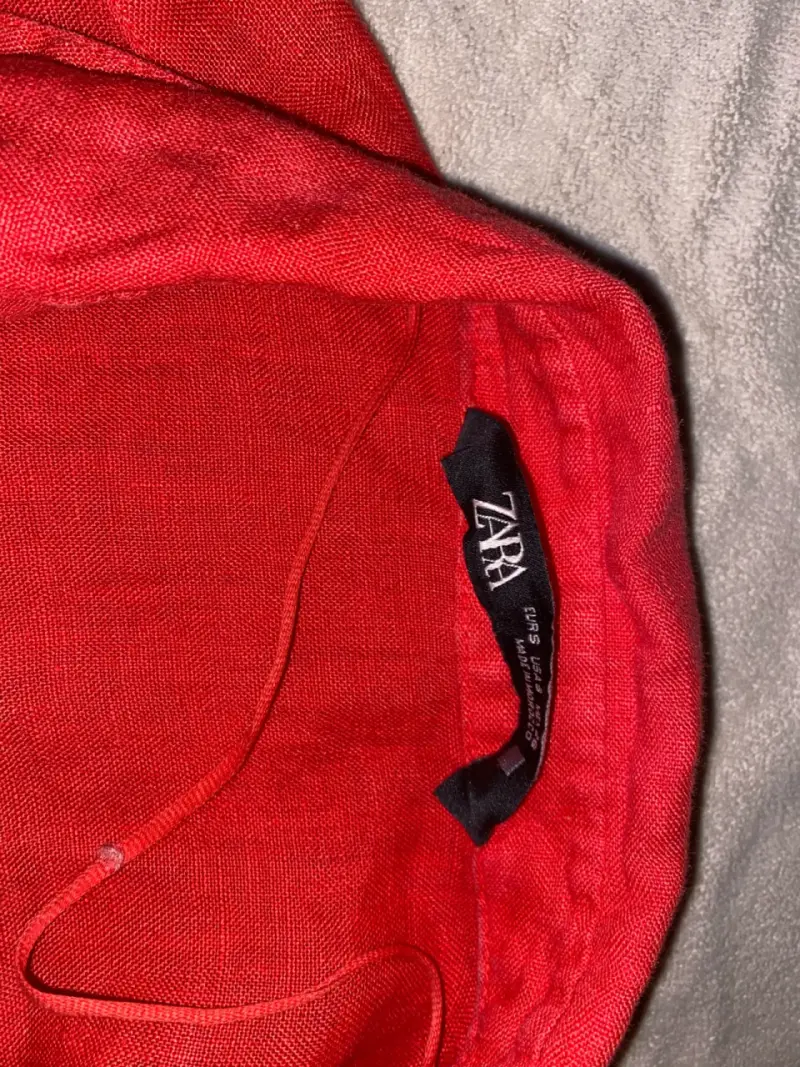 Blusa roja de lino Zara para mujer - 2