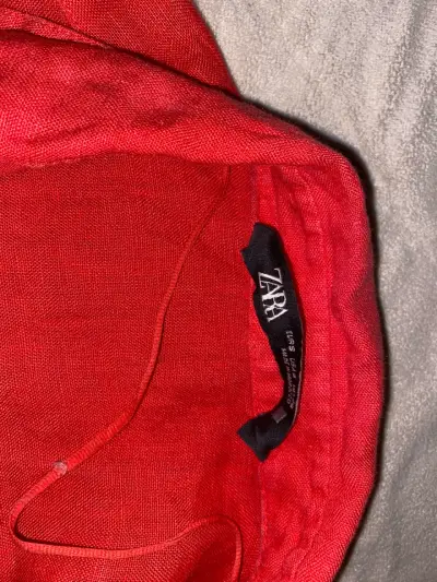 Blusa roja de lino Zara para mujer - miniatura 2