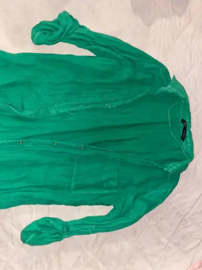 Camisa verde de lino Zara para mujer - miniatura 1