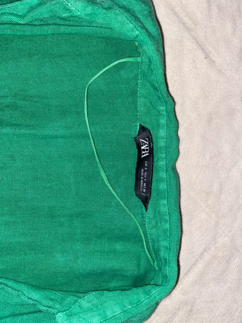 Camisa verde de lino Zara para mujer - 2