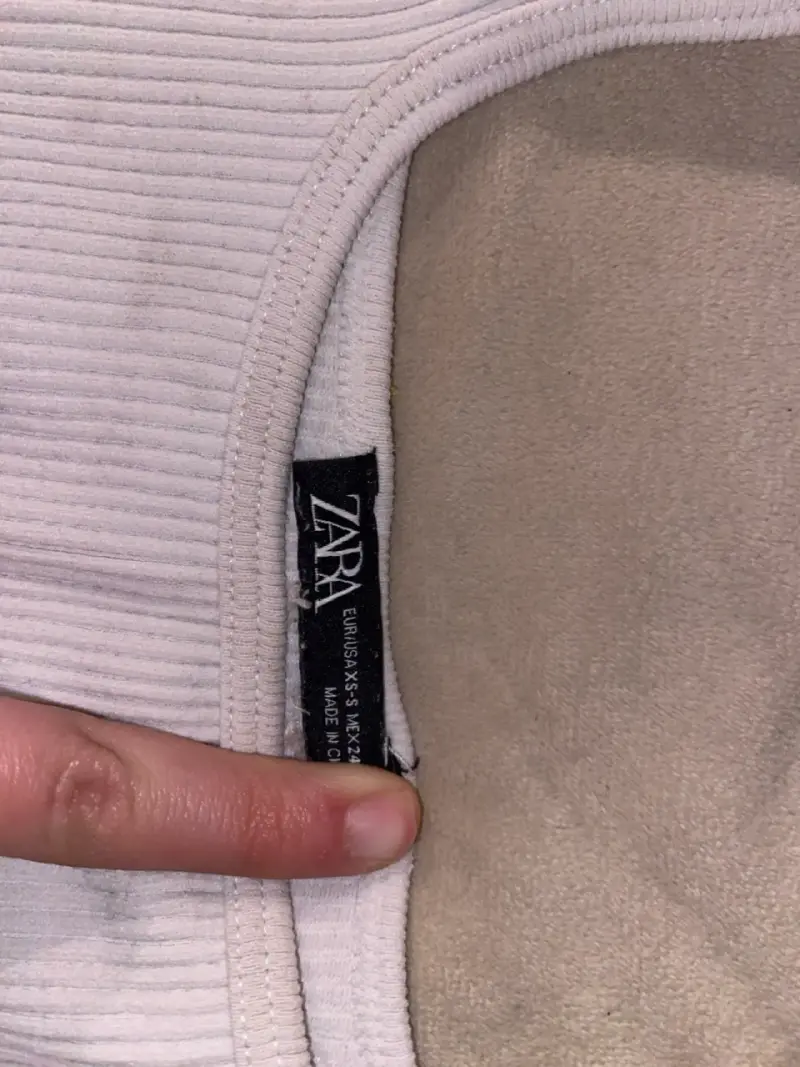 Top corto blanco de canalé Zara - 2