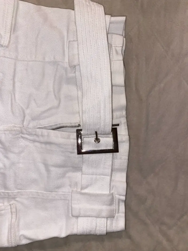 Falda corta blanca con cinturón Lolita Pocket - 2