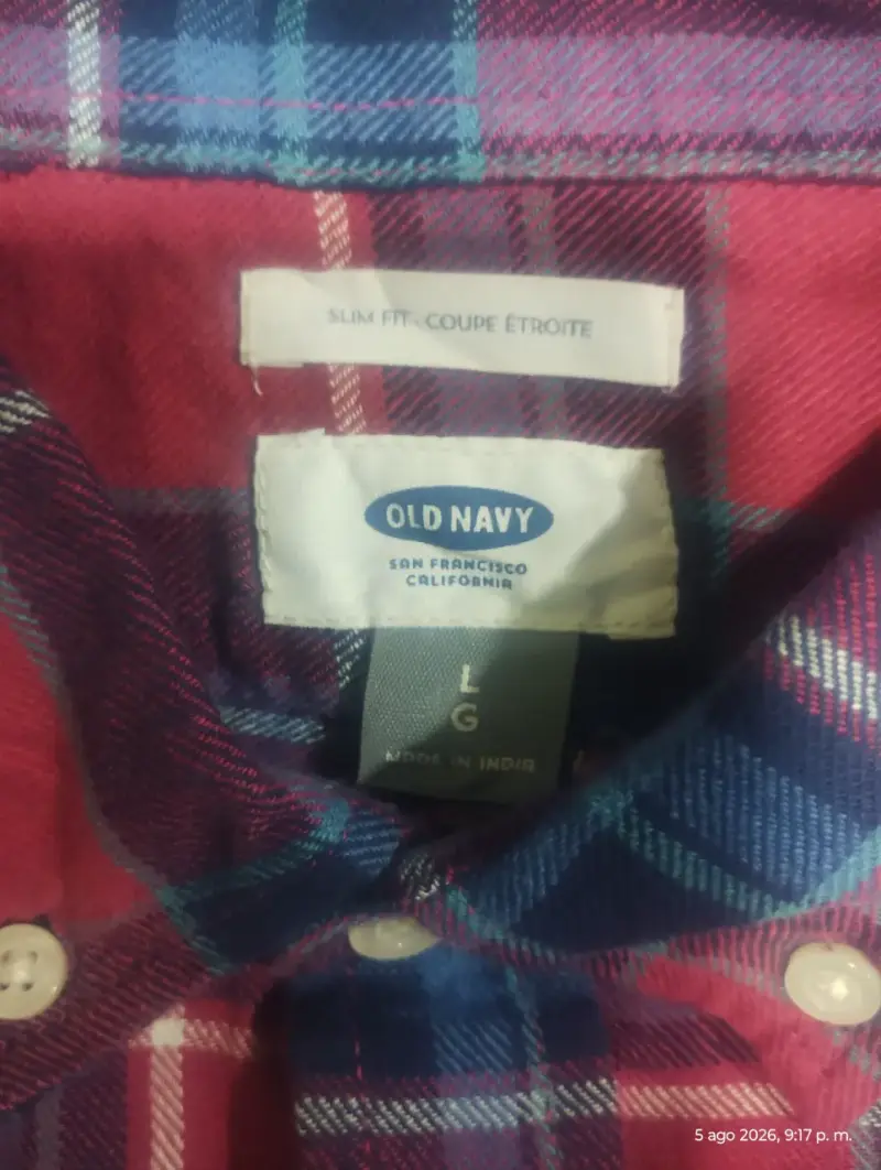 Camisa a cuadros Old Navy slim fit talla L - 1