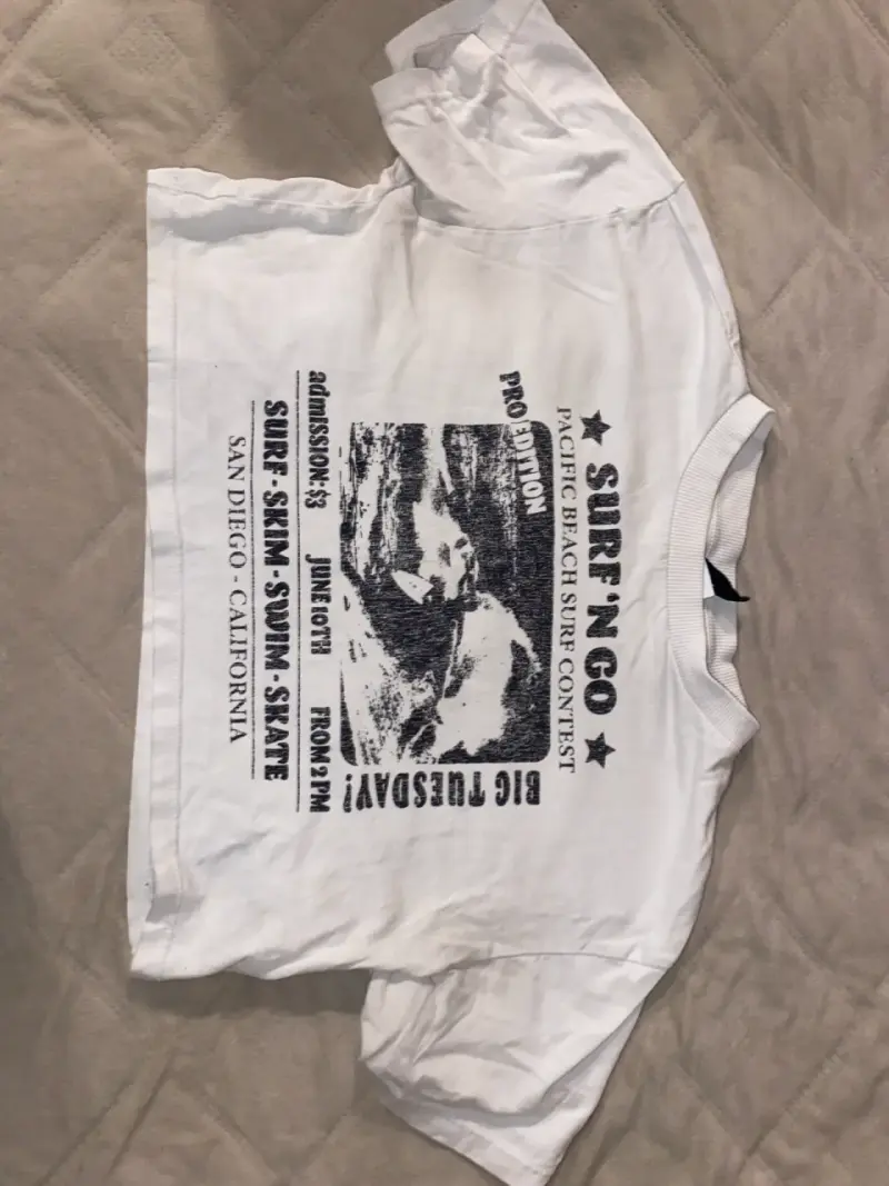 Polera Blanca Surf 'N Go Estilo Vintage
