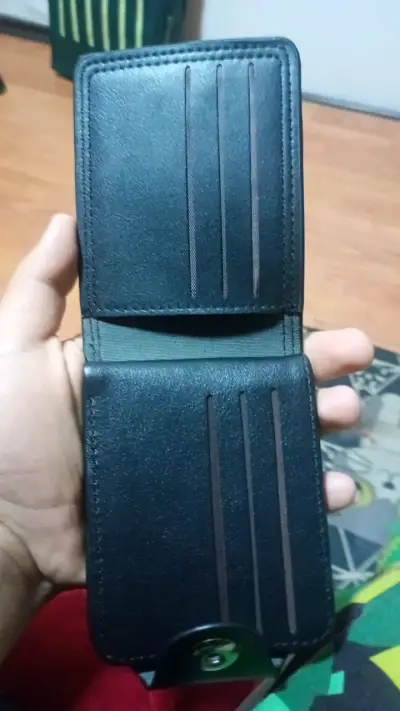 Billetera negra de cuero con logo Colo Colo - miniatura 3