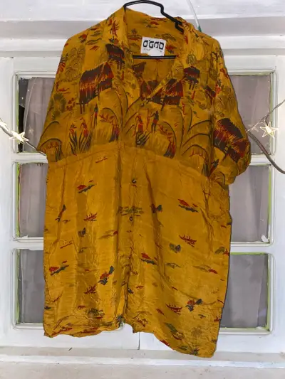 Camisa estampada amarilla O'God estilo hawaiano - miniatura 1