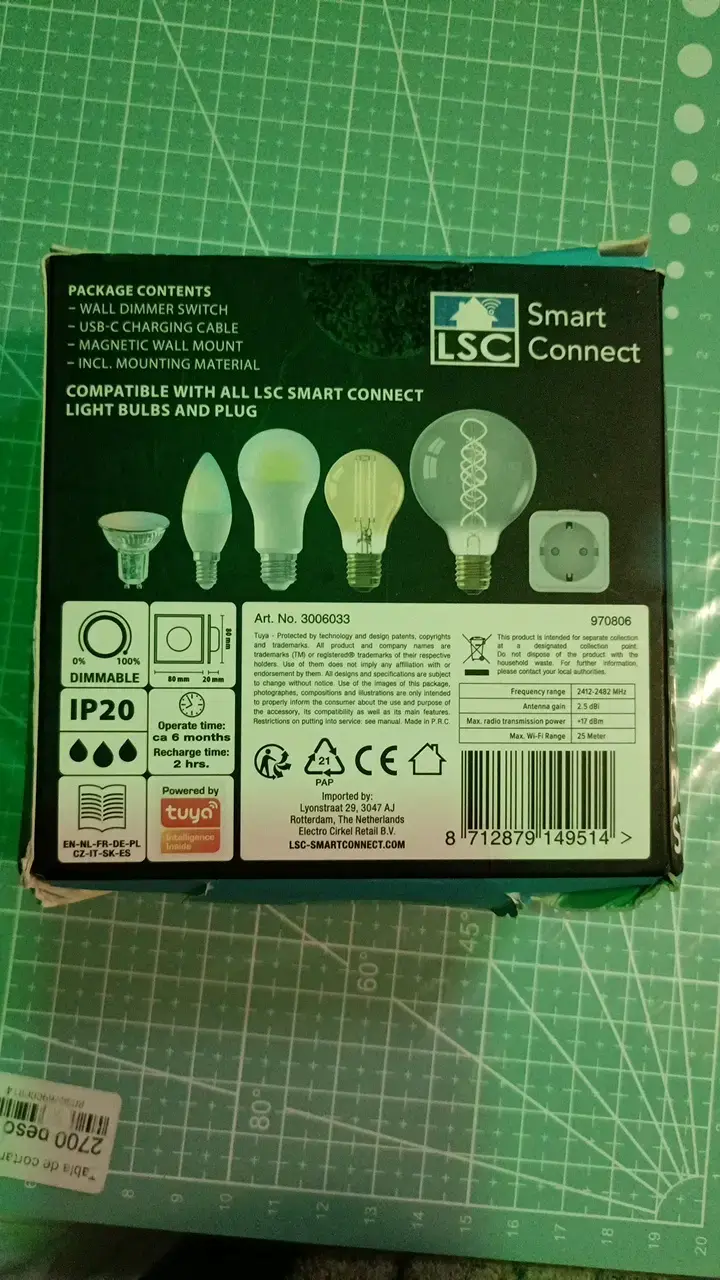 Interruptor Dimmer Inteligente LSC WiFi 2.4GHz - 2