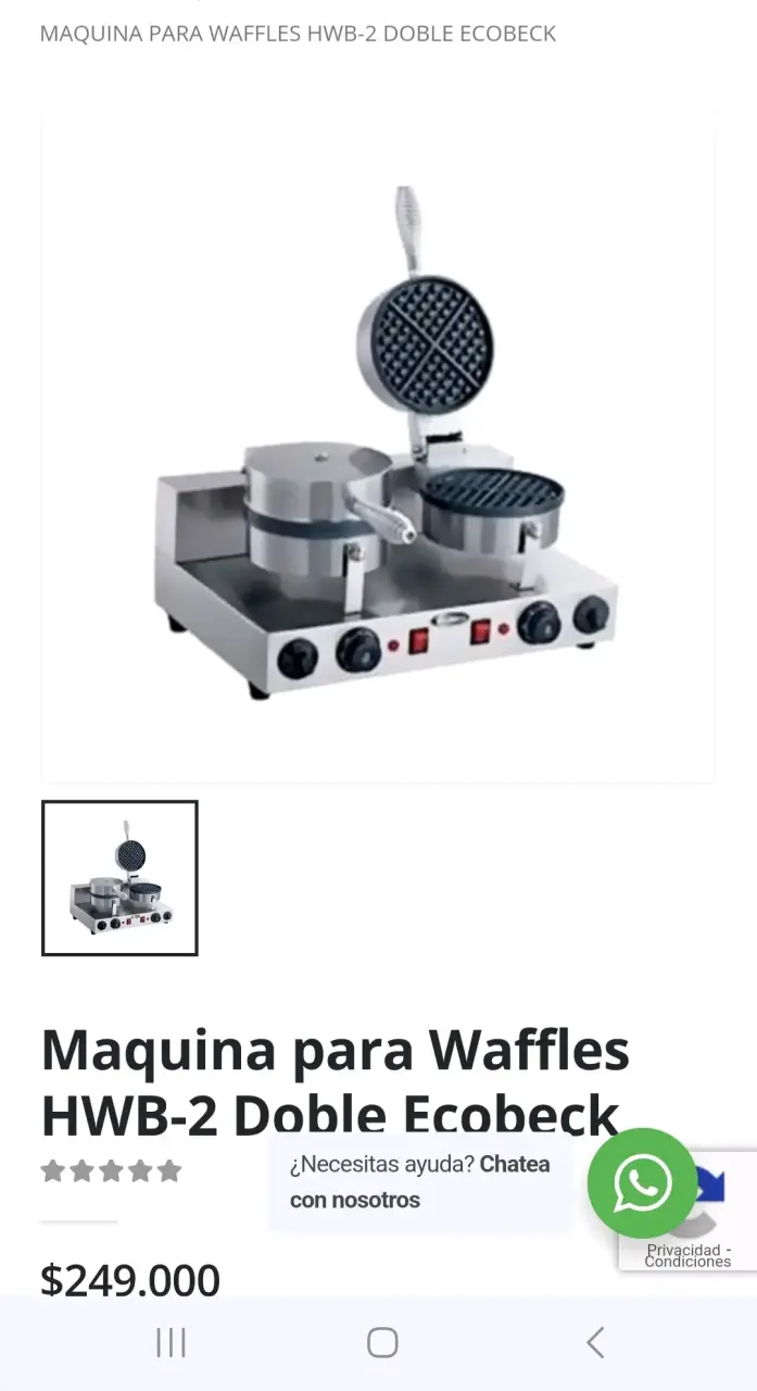 Máquina para waffles doble Ecobeck HWB-2