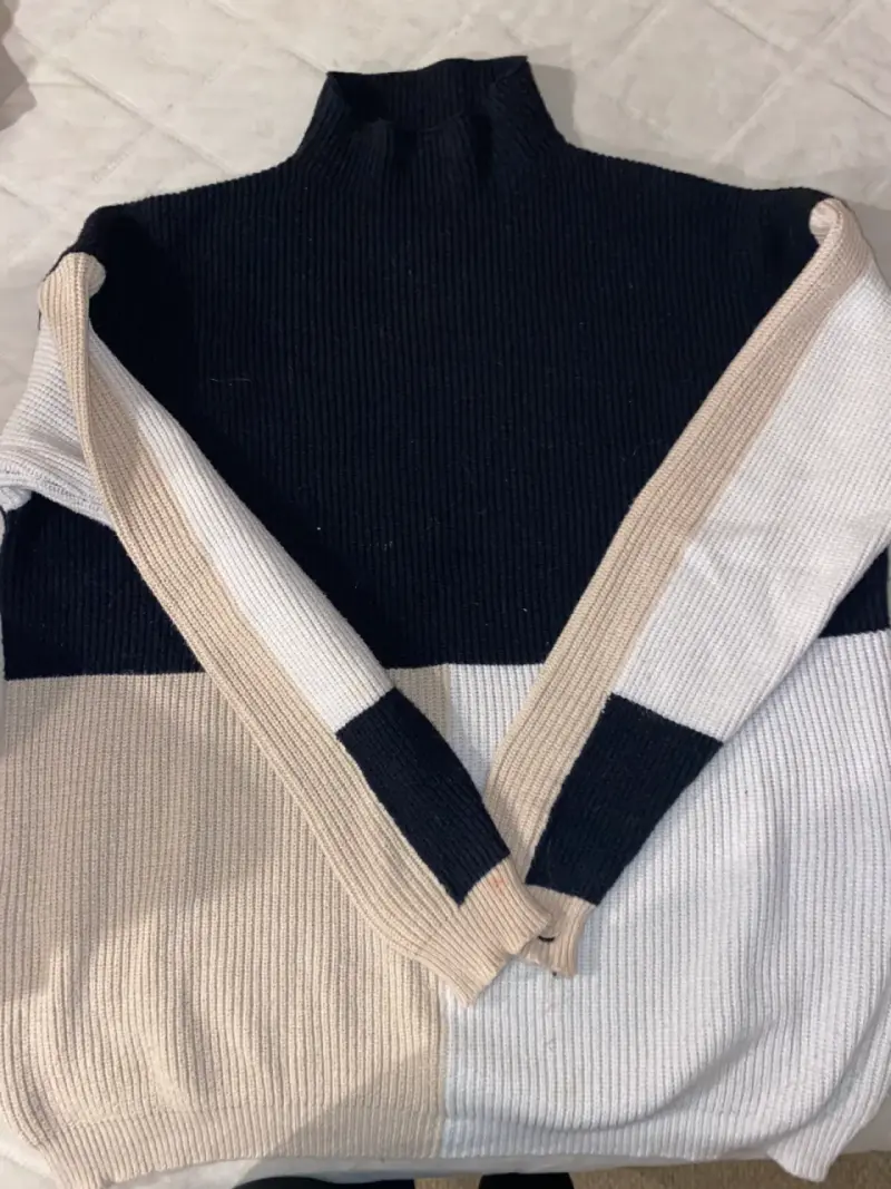 Suéter de punto tricolor para mujer