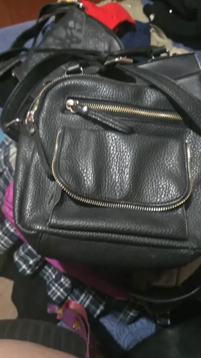 Cartera negra de cuero con flecos Amercian - miniatura 5