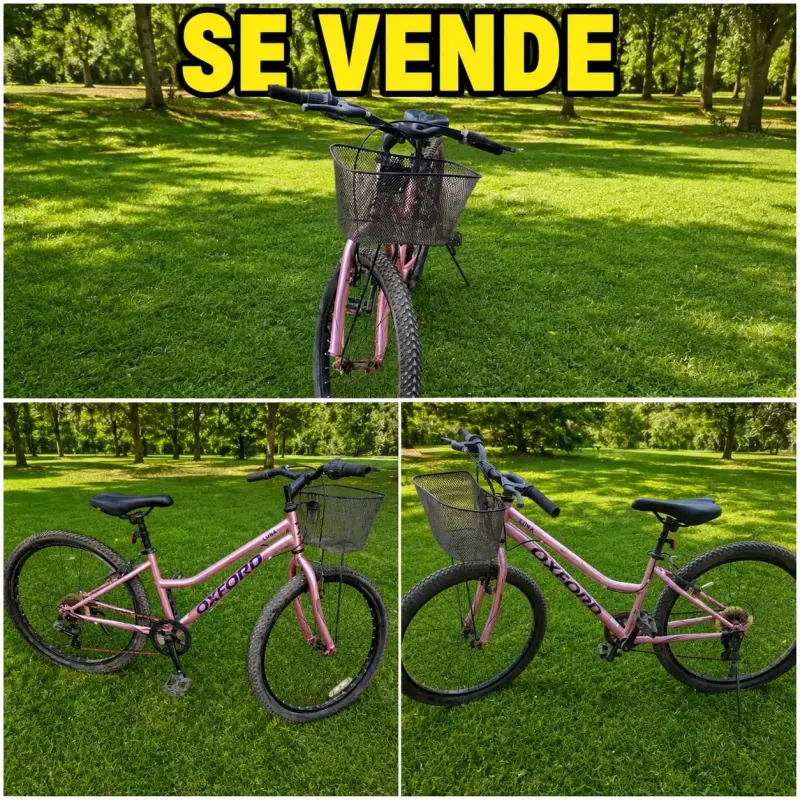 Bicicleta Oxford rosa con canasto aro 24