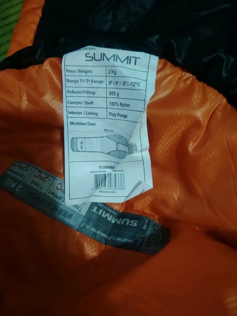 Saco de dormir Doite Summit naranja y negro - 3