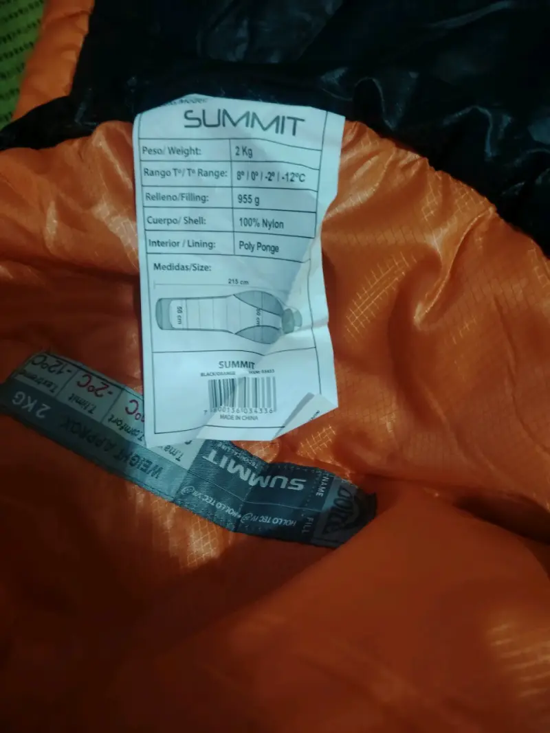Saco de dormir Doite Summit naranja y negro - 5