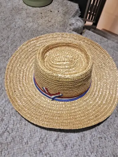 Sombrero de paja con cinta tricolor - miniatura 1