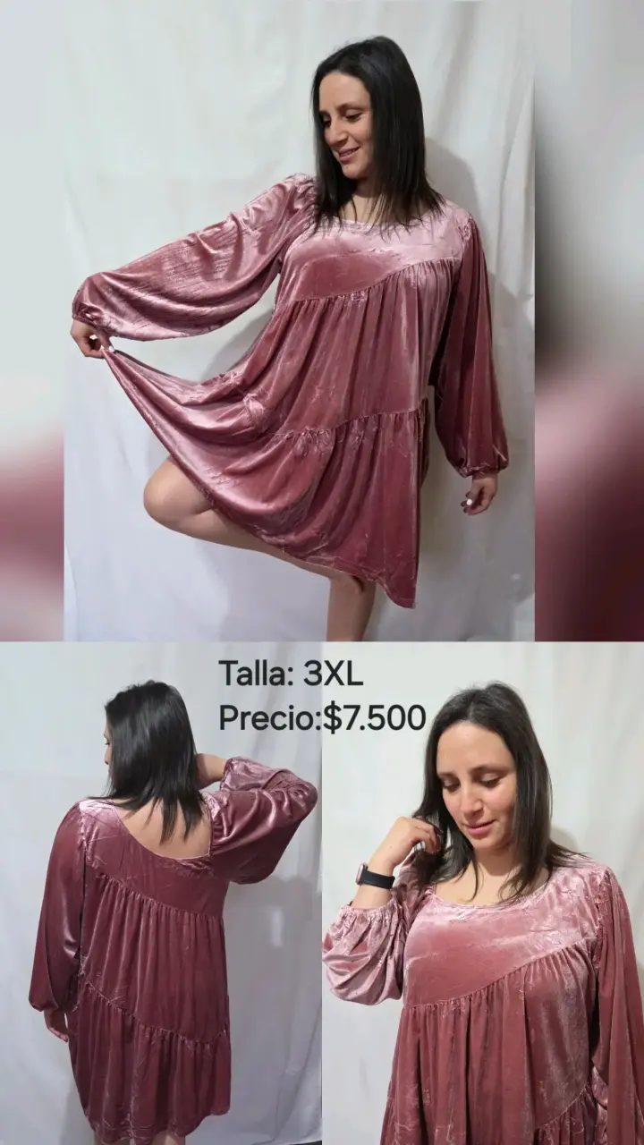 Vestido de terciopelo rosa talla 3XL