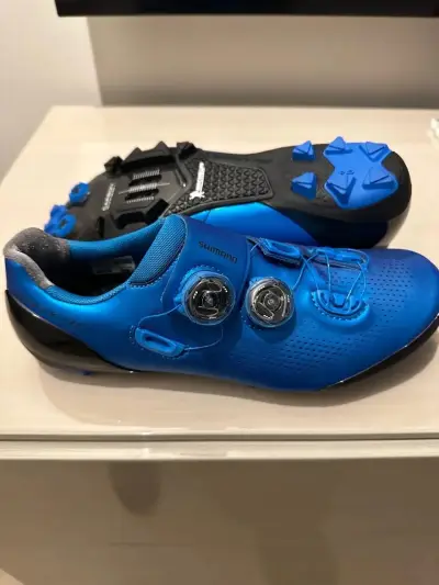 Zapatillas de ciclismo Shimano azules Profesionale - miniatura 1