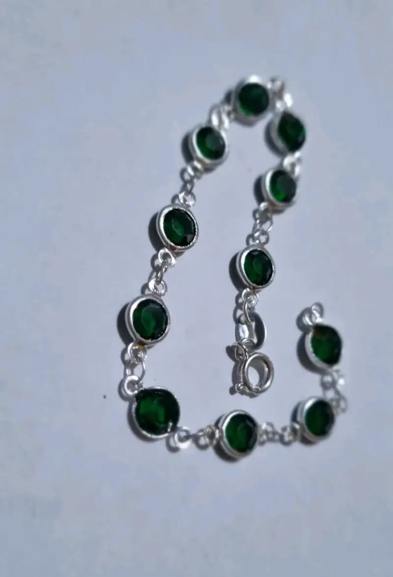 Pulsera de plata 925 con piedras verdes - 2