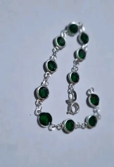 Pulsera de plata 925 con piedras verdes - miniatura 2