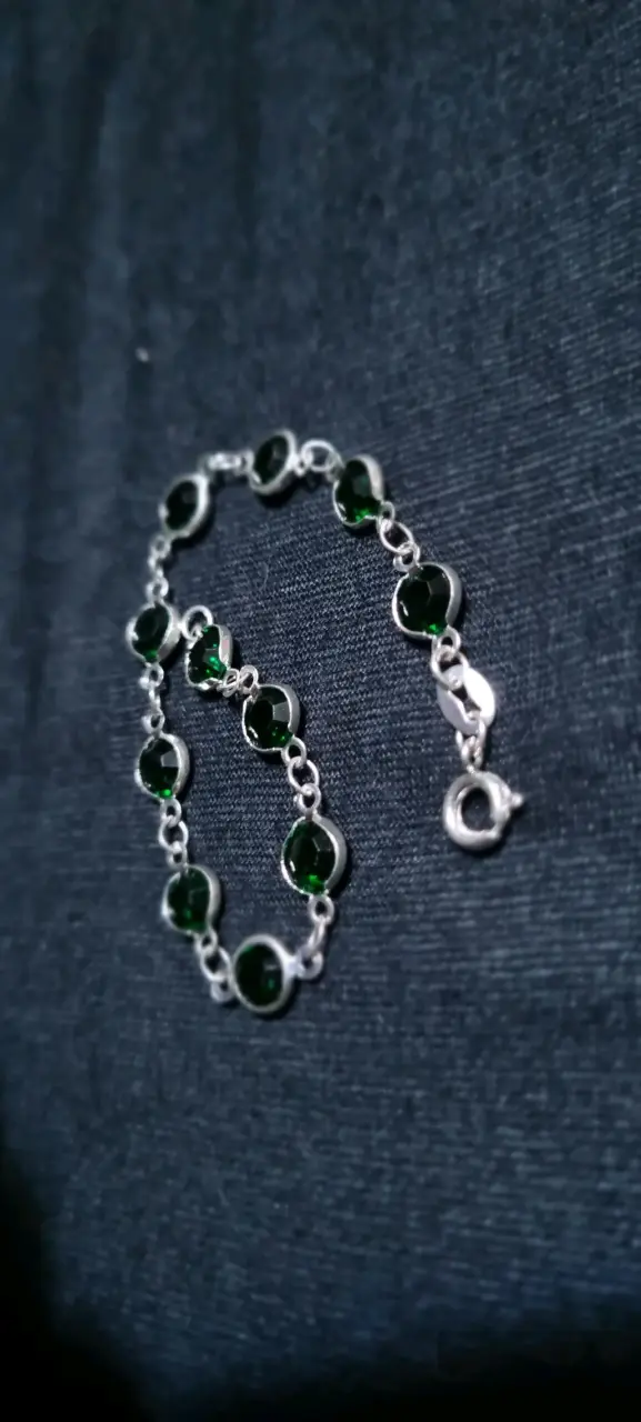 Pulsera de plata 925 con piedras verdes - 4