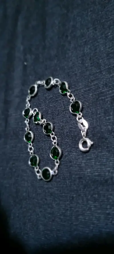 Pulsera de plata 925 con piedras verdes - miniatura 4