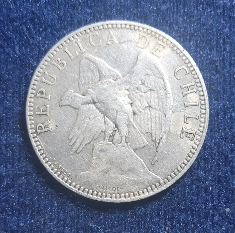 Moneda chilena 1 peso 1895 plata - 2
