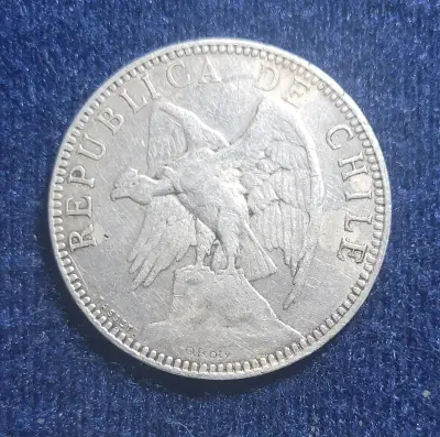 Moneda chilena 1 peso 1895 plata - miniatura 2