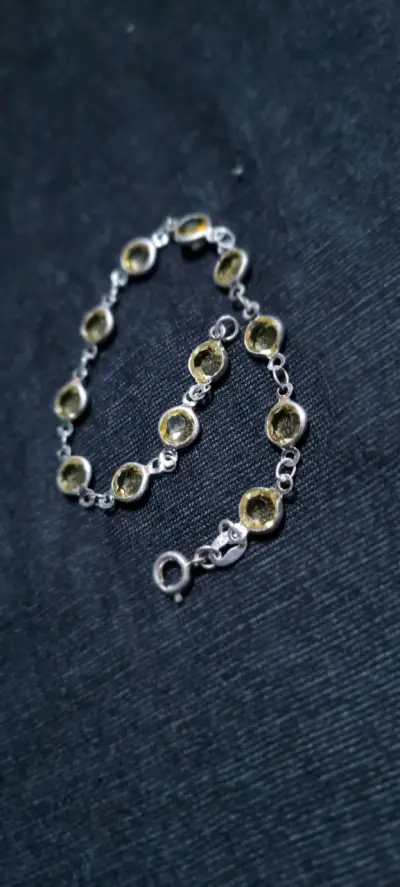 Pulsera de plata 925 con piedras amarillas - miniatura 1