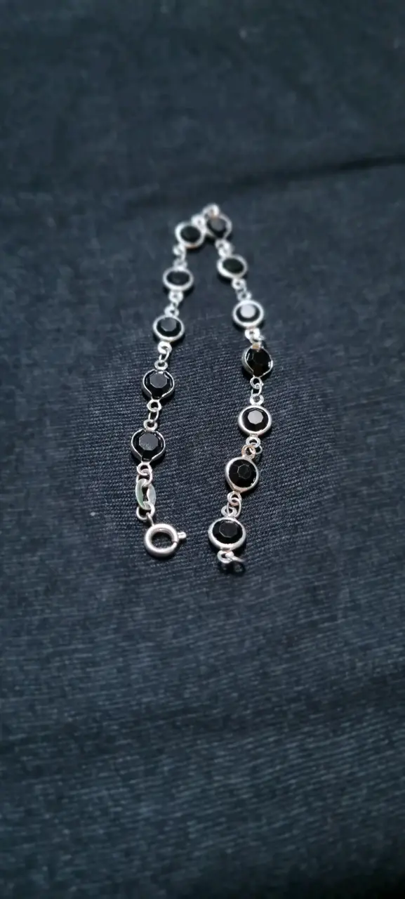 Pulsera de plata con piedras negras - 3