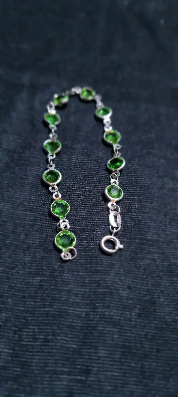 Pulsera de plata 925 con piedras verdes - 2
