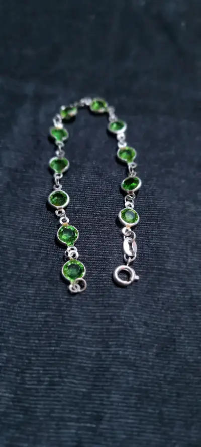 Pulsera de plata 925 con piedras verdes - miniatura 2