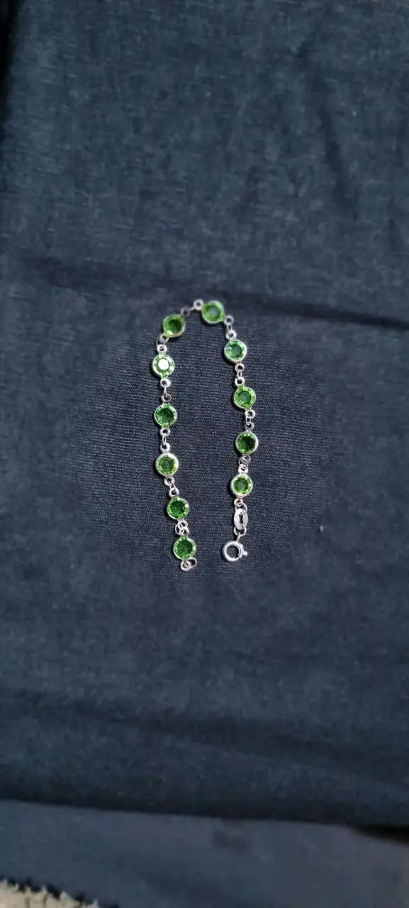 Pulsera de plata 925 con piedras verdes - 3