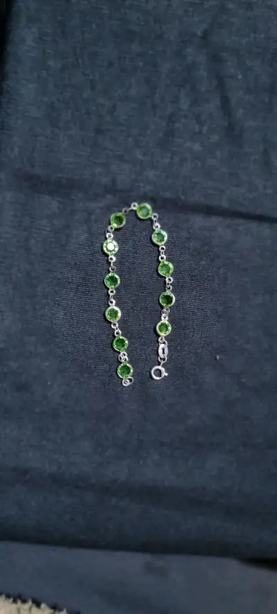 Pulsera de plata 925 con piedras verdes - miniatura 3