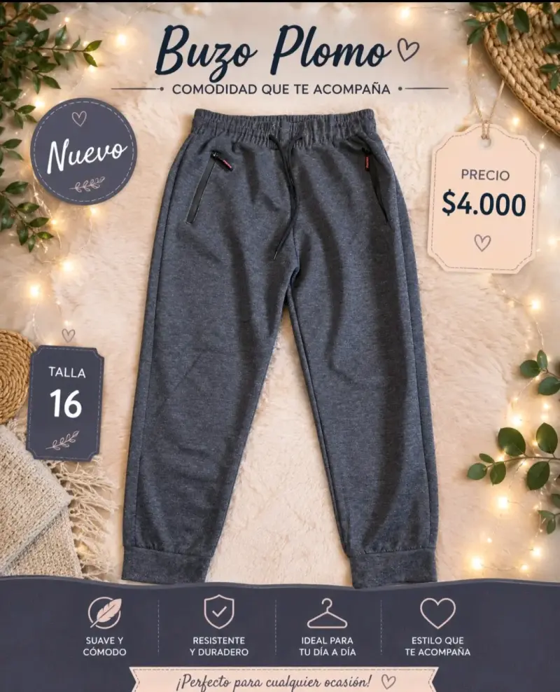 Buzo plomo nuevo talla 16 cómodo
