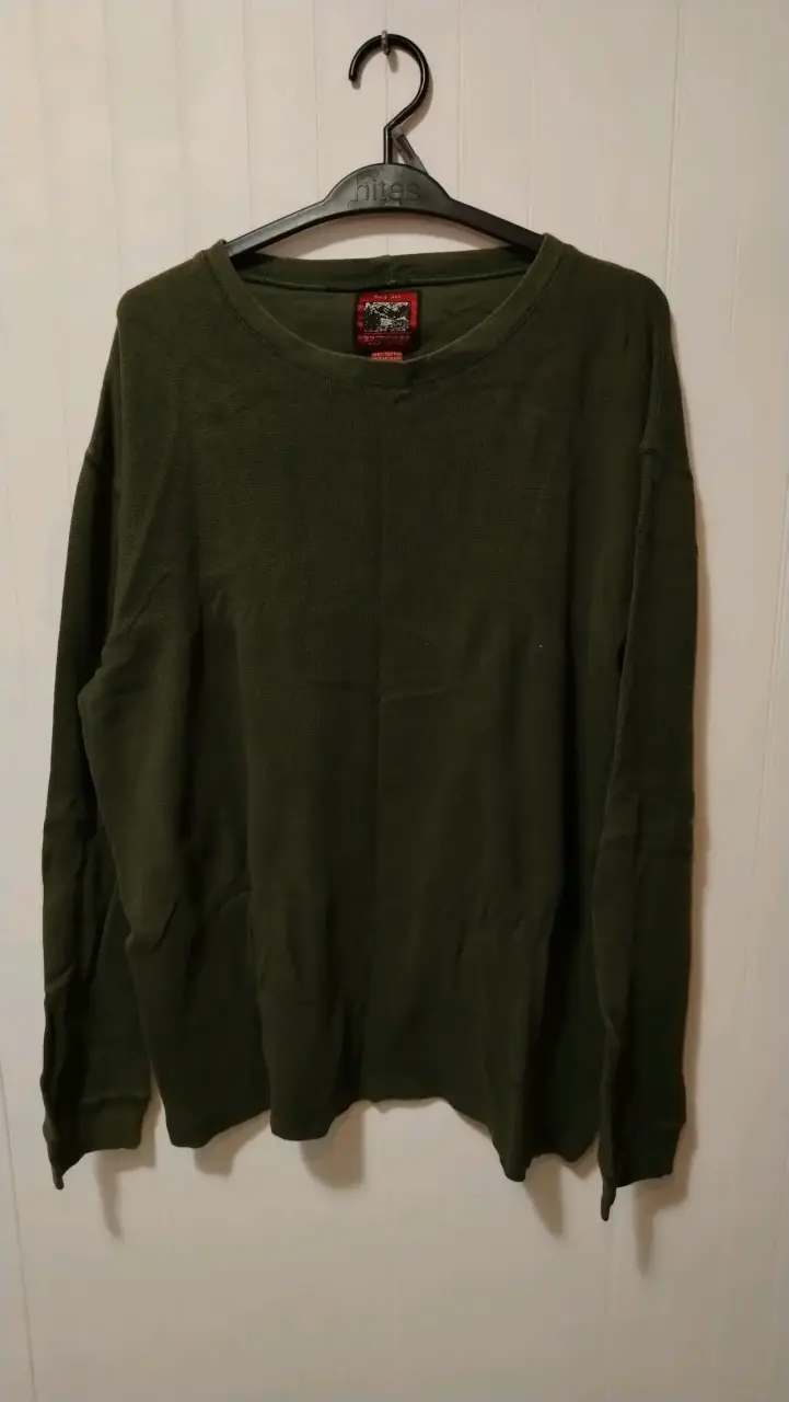 polera de manga larga verde de algodón para hombre - 1