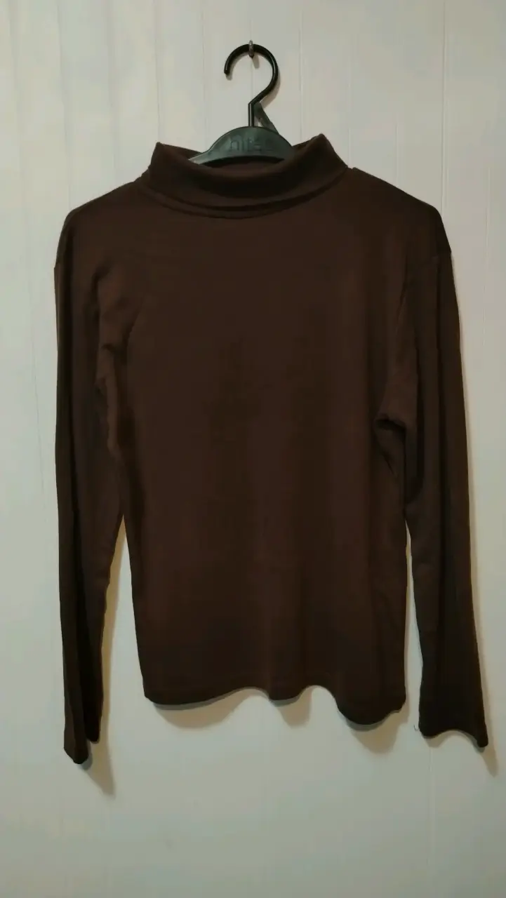 Polera de cuello alto marrón para mujer - 1