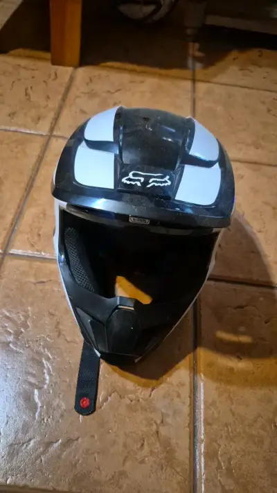 Casco integral de motocross Fox blanco y negro - miniatura 2