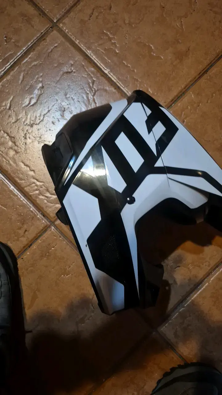 Casco integral de motocross Fox blanco y negro - 4