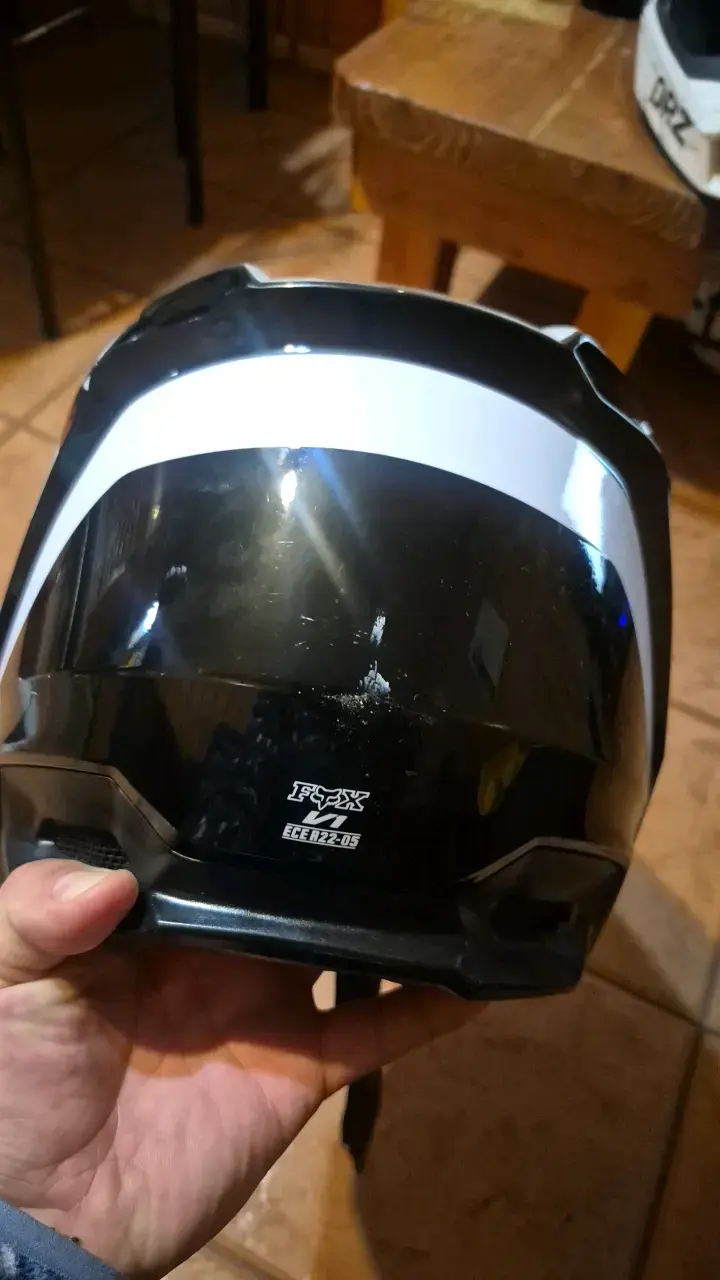 Casco integral de motocross Fox blanco y negro - 5