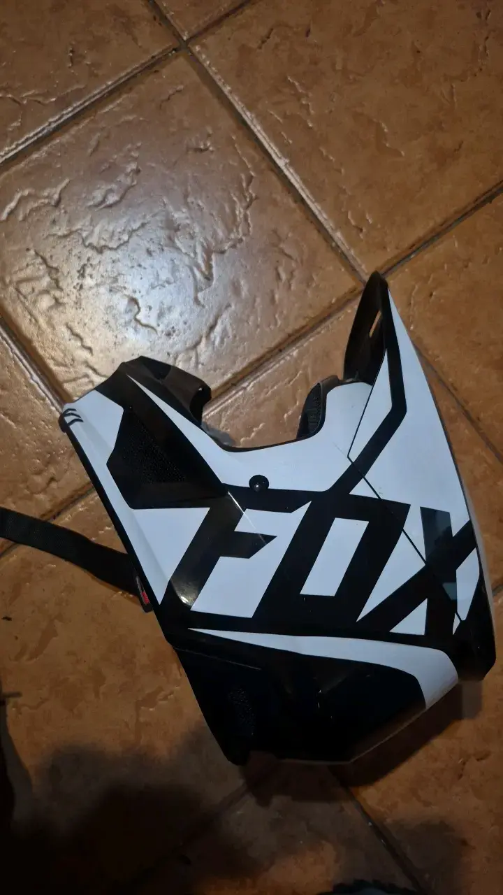 Casco integral de motocross Fox blanco y negro - 6