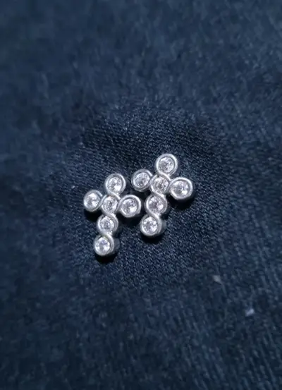 Set Aros de plata con diseño y circonitas - miniatura 1