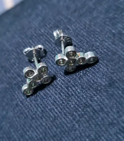 Set Aros de plata con diseño y circonitas - miniatura 2
