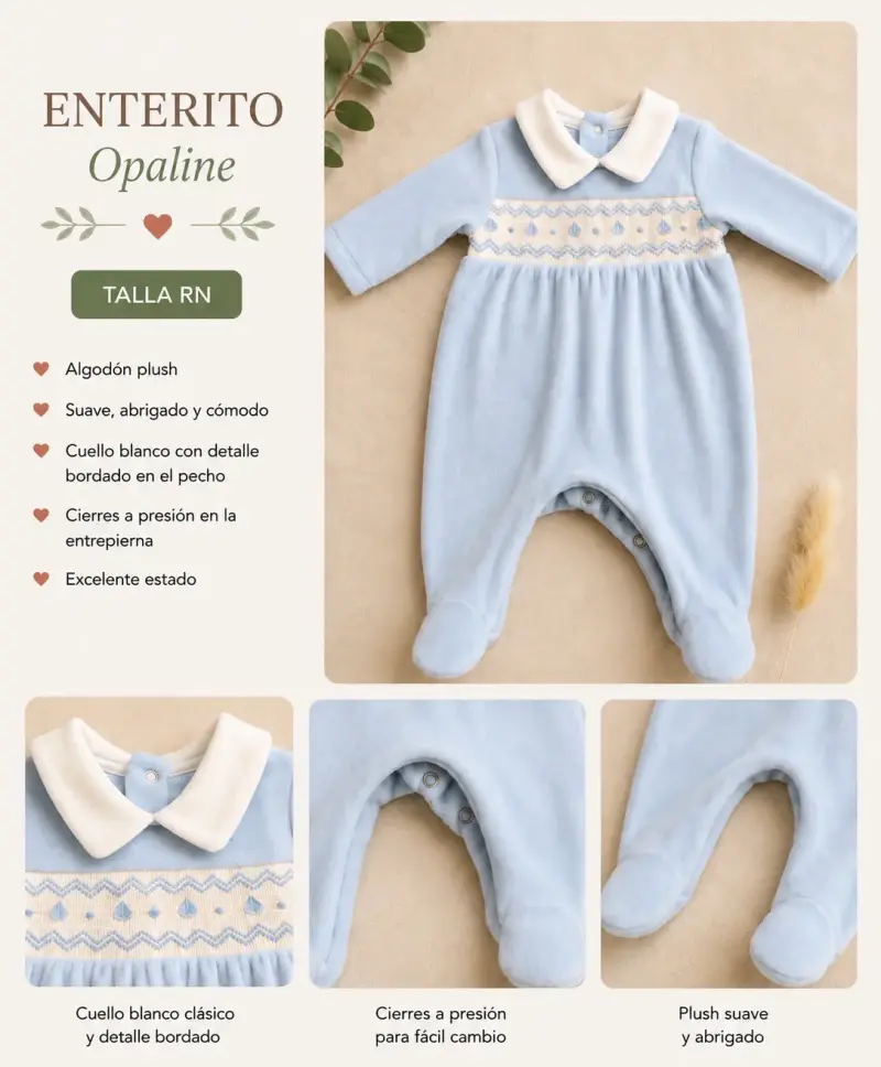 Enterito de algodón plush para bebé Opaline