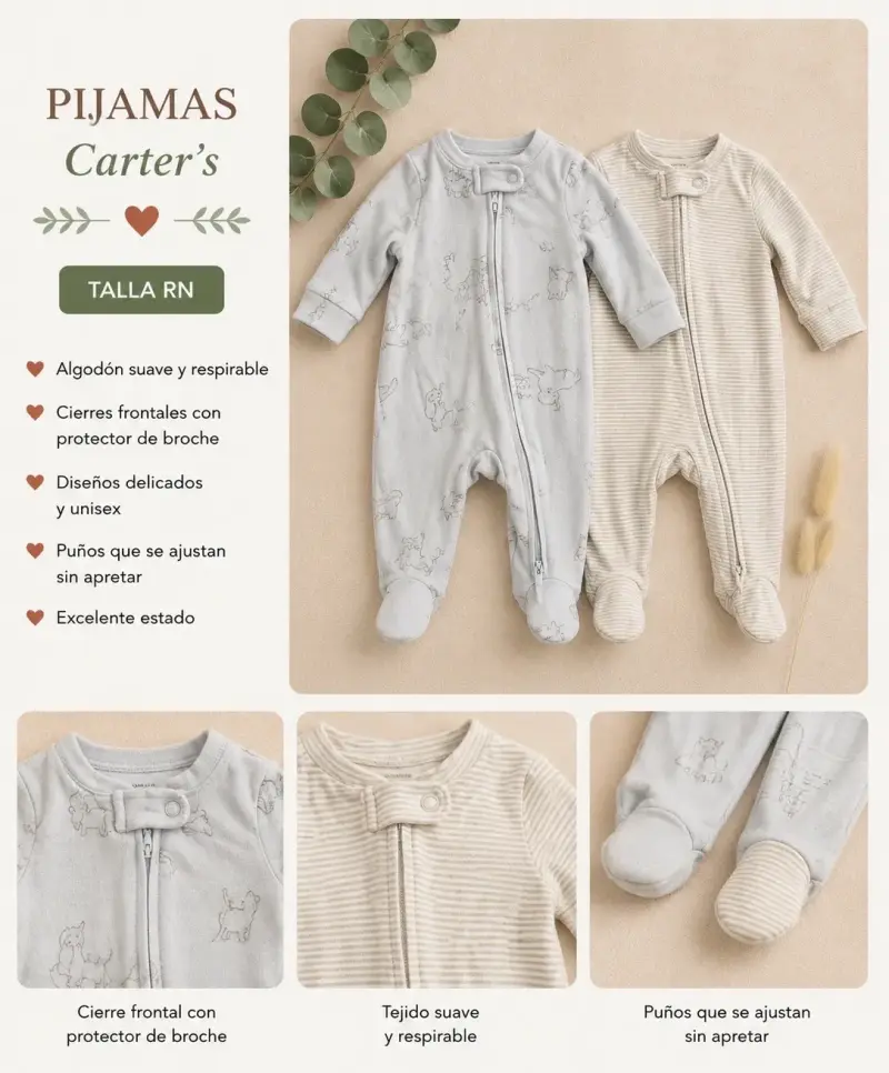 Pijamas de algodón para bebé Carter's talla RN