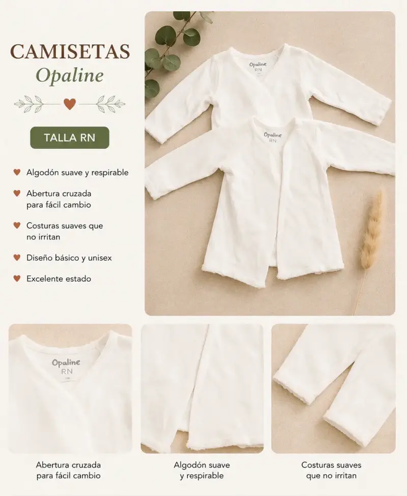 Camisetas de algodón suave Opaline talla RN