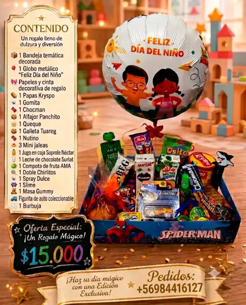 Caja de Regalo Día del Niño con Dulces y Globo - 1