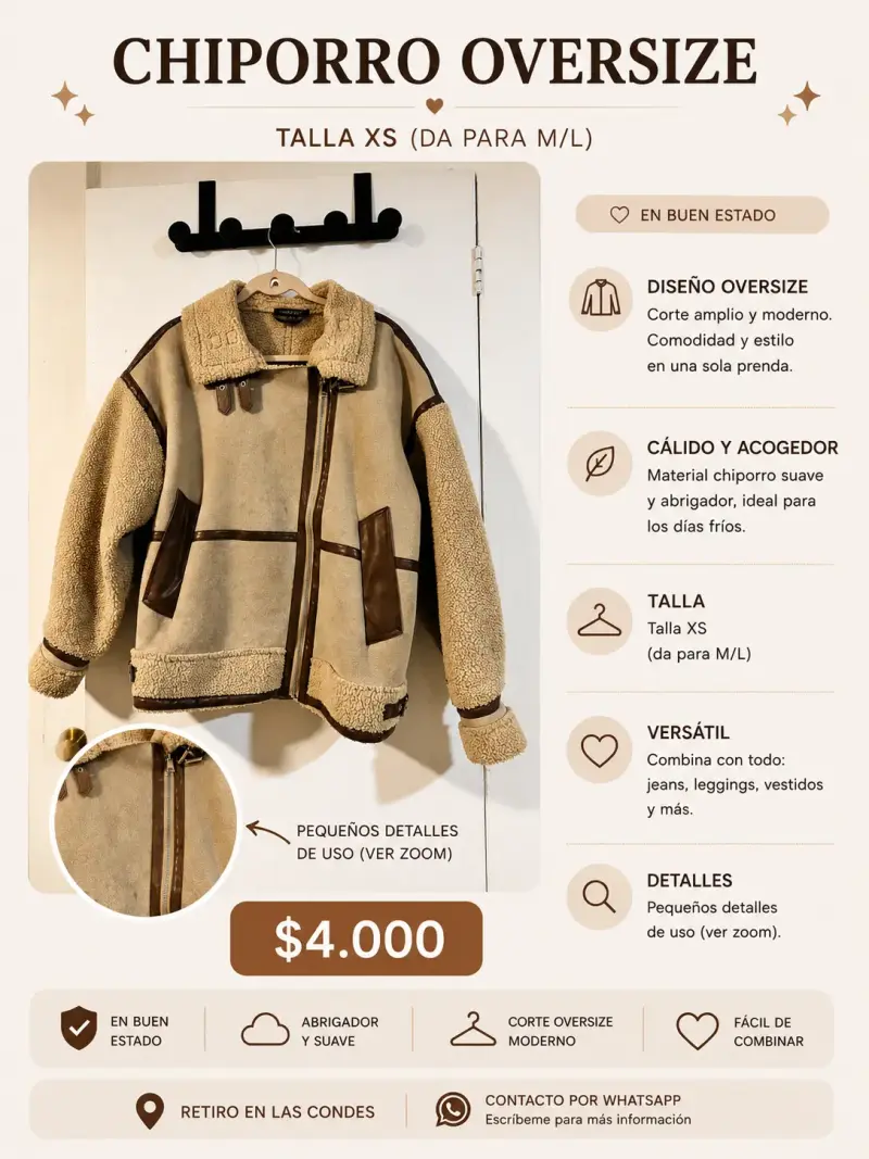 Chaqueta Chiporro Oversize Talla XS