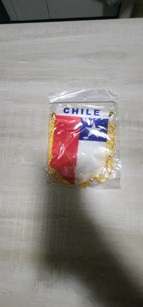 Bandera de Chile con borde dorado para parabrisas - 2