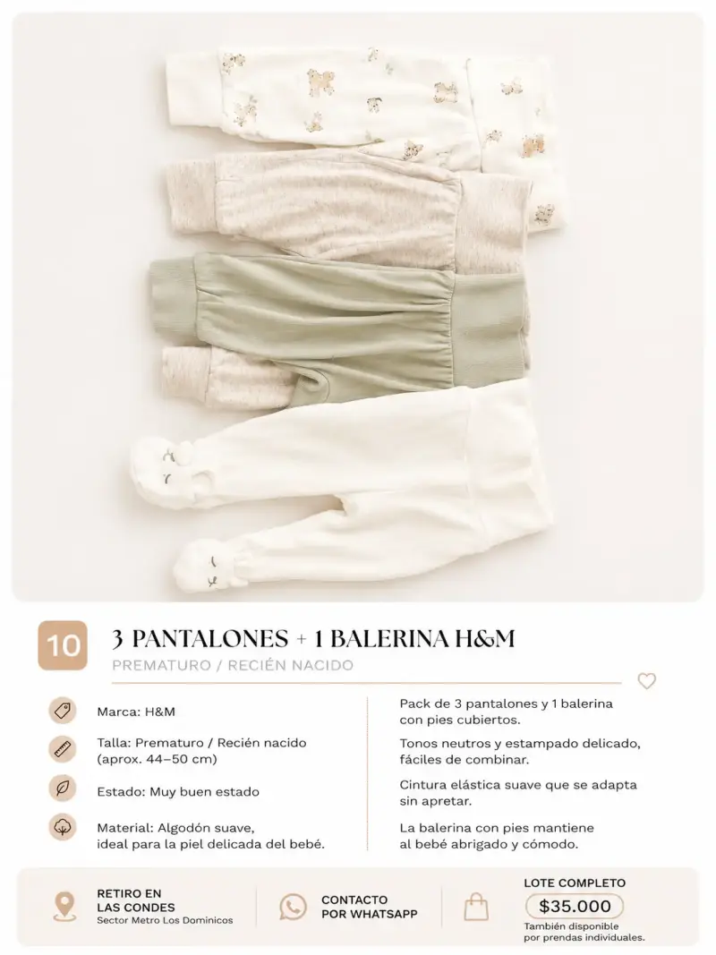 Conjunto de 3 Pantalones + Balerina H&M Prematuro